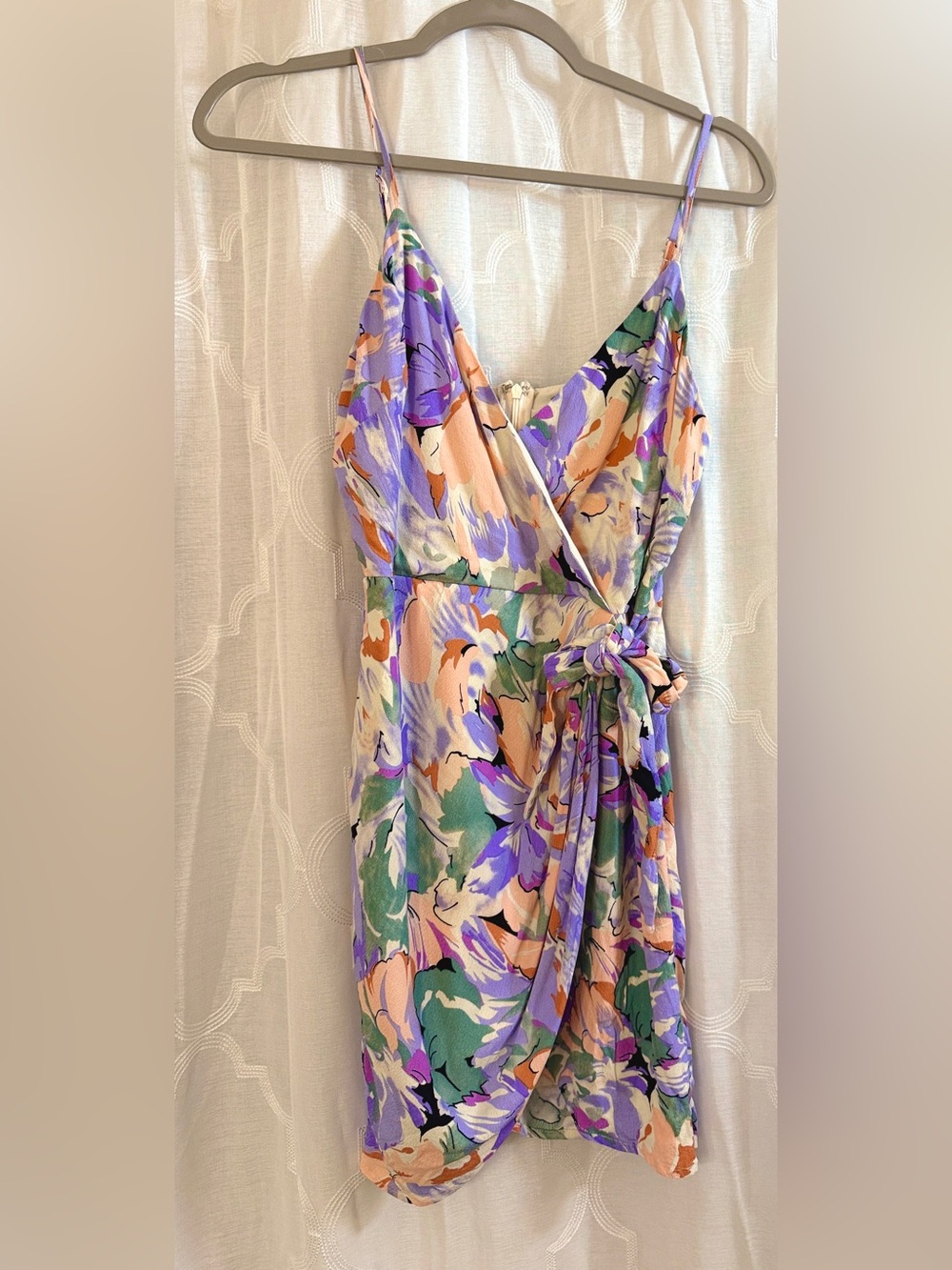 Lulus Pastel Floral Wrap Tie Mini Sun Dress Size Small - Picture 2 of 9